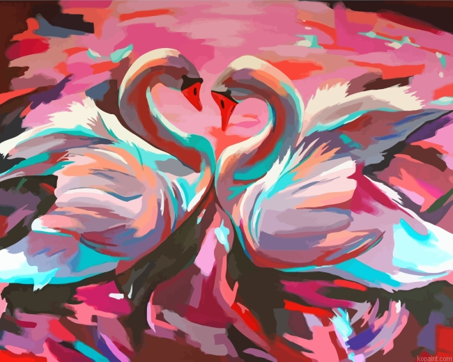 Swans Birds Art Painting By Numberss.png