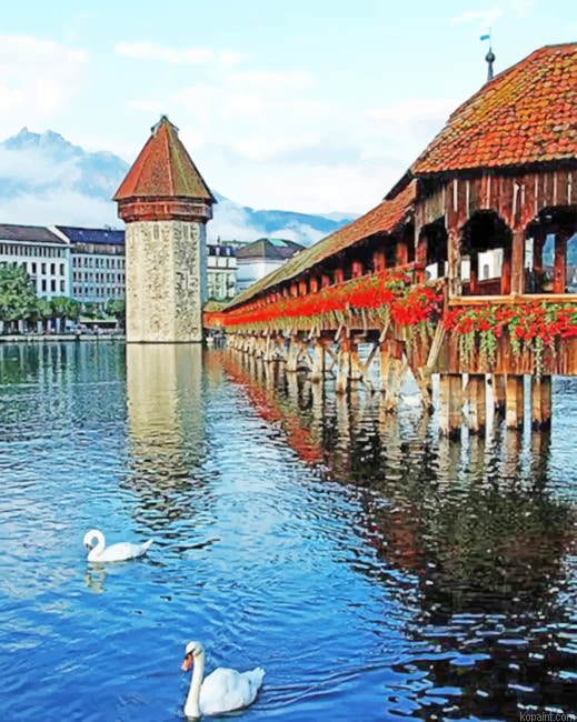 Swans In Chapel Bridge New Painting By Numberss.png