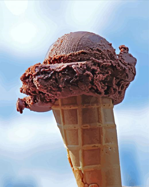 Sweet Chocolate Ice Cream Cone Painting By Numberss.png