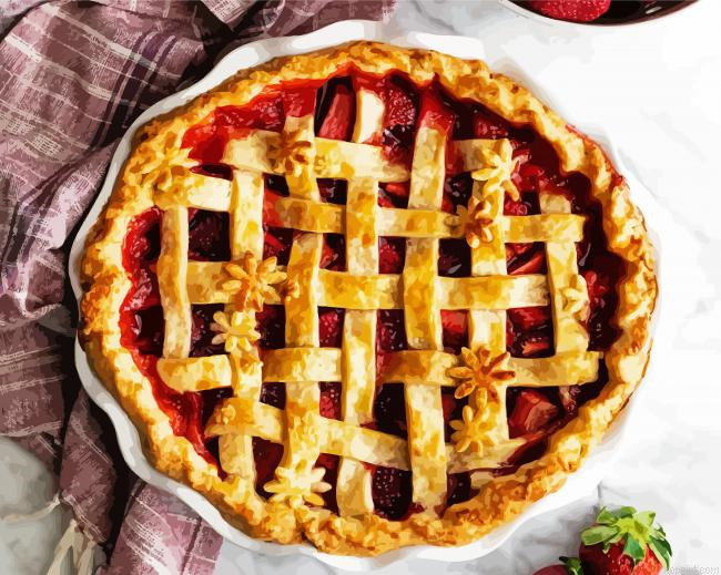 Sweet Fresh Strawberry Pie Paint By Numbers