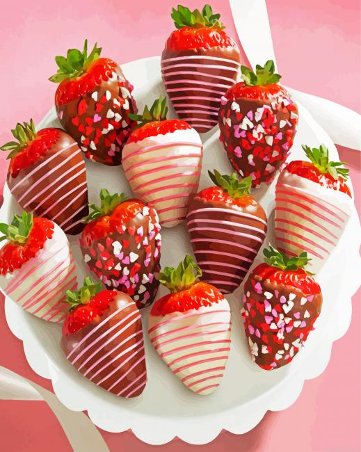 Sweet Strawberries With Chocolate Painting By Numberss.png