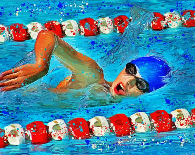 Swimmer Art Painting By Numberss.png