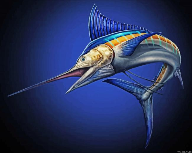 Swordfish Underwater Painting By Numberss.png