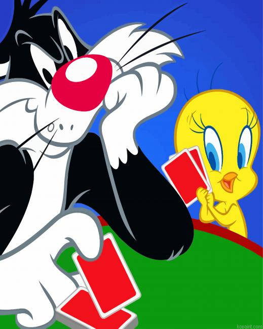 Sylvester And Tweety Looney Tunes Cartoon Painting By Numberss.png