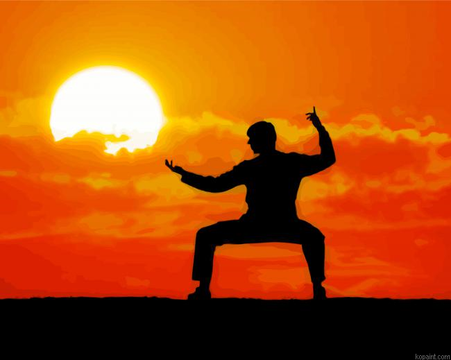 Taekwondo Silhouette Sunset Paint By Numbers