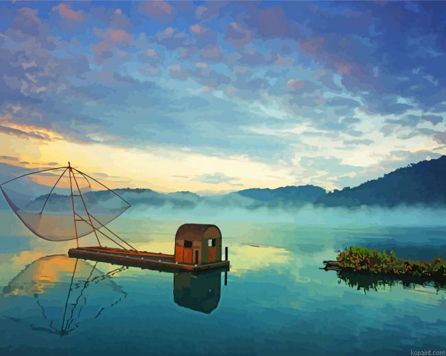 Taiwan Sun Moon Lake At Sunrise Painting By Numberss.png