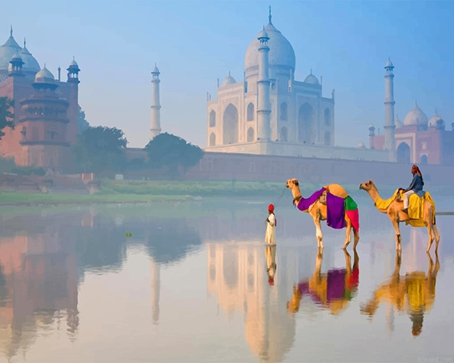 Taj Mahal India Landscape New Painting By Numberss.png