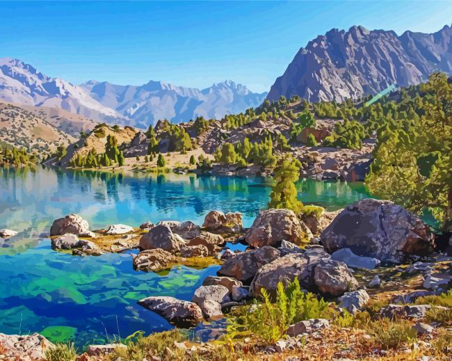 Tajikistan Fann Mountains Painting By Numberss.png