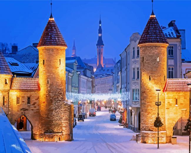 Tallinn Viruu Gate Painting By Numberss.png