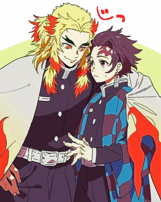 Tanjiro Kamado And Kyojuro Damon Slayer Painting By Numberss.png