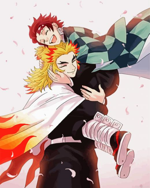 Tanjiro Kamado And Kyojuro Rengoku Painting By Numberss.png