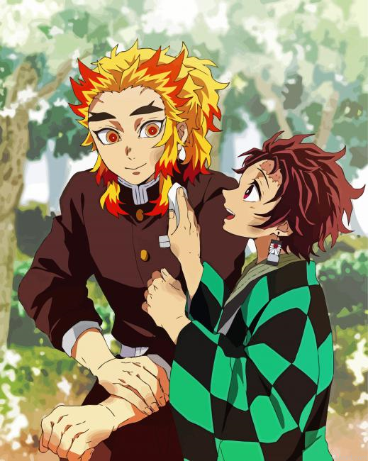 Tanjiro Kamado And Rengoku Kyojuro Painting By Numberss.png