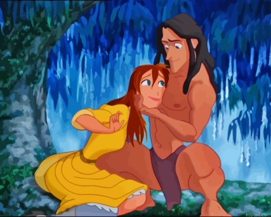 Tarzan And Jane Disney Cartoon Painting By Numberss.png