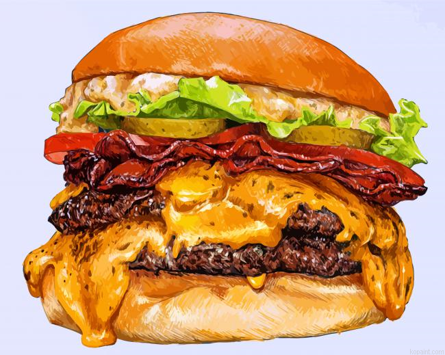 Tasty Burger Paint By Numbers