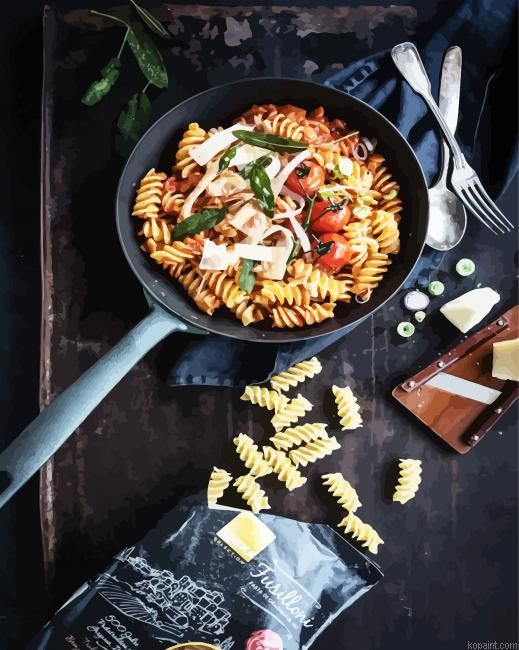 Tasty Pasta Food Painting By Numberss.png