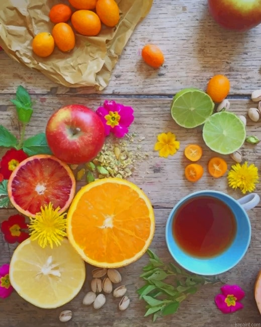 Tea And Fruit Paint By Numbers