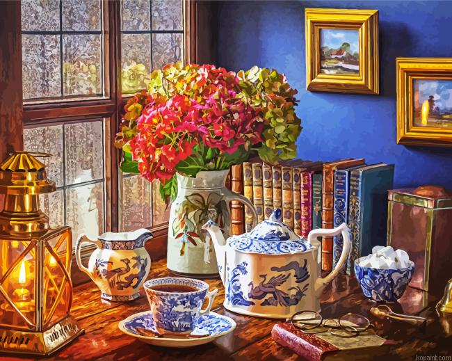 Tea Time Art Painting By Numberss.png