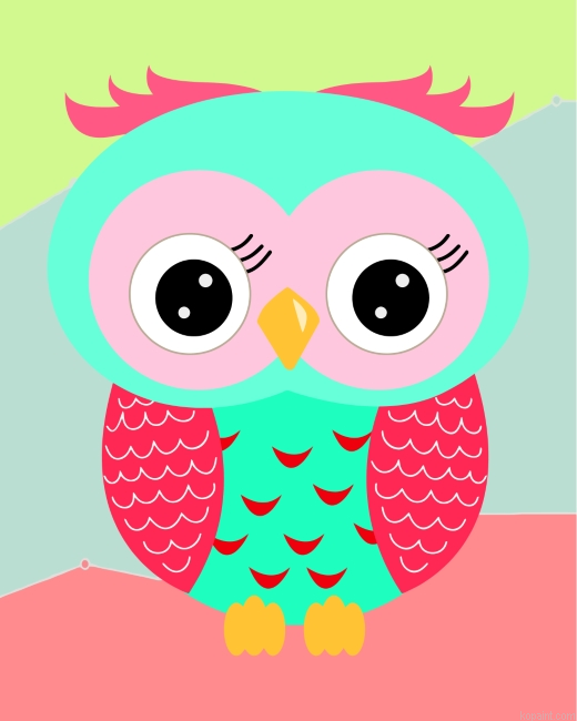 Teal And Pink Owl Paint By Numbers