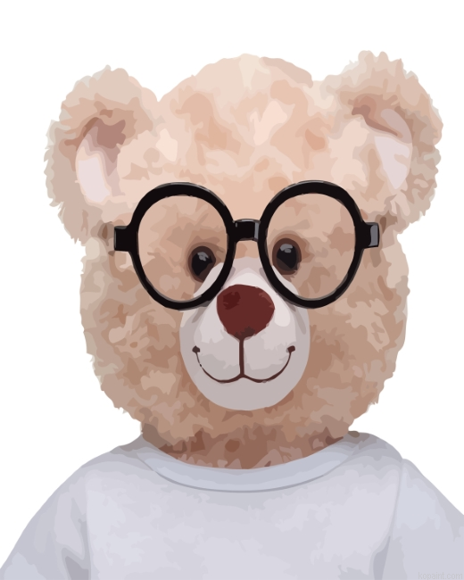Teddy Bear With Glasses Painting By Numberss.png