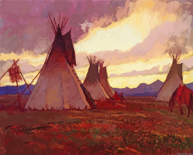 Teepees At Sunset Painting By Numberss.png