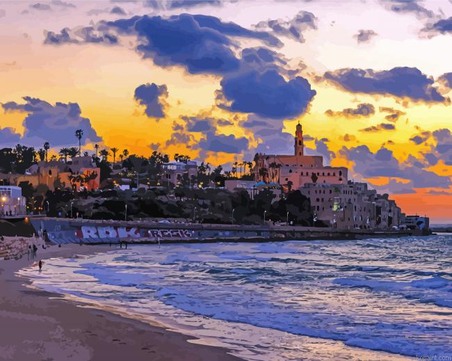 Tel Aviv Palestine Sunset Painting By Numberss.png