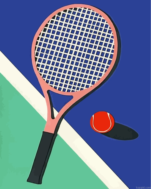 Tennis Ball And Racket Painting By Numberss.png