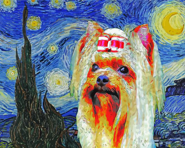 Terrier Dog Starry Night Paint By Numbers