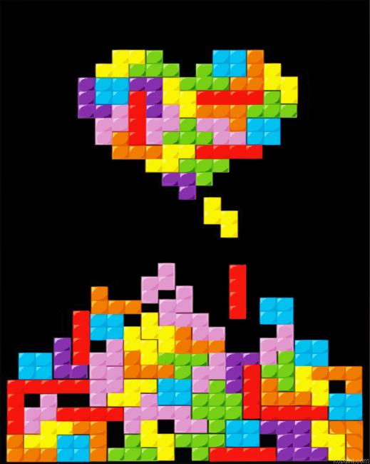 Tetris Art Heart Painting By Numberss.png
