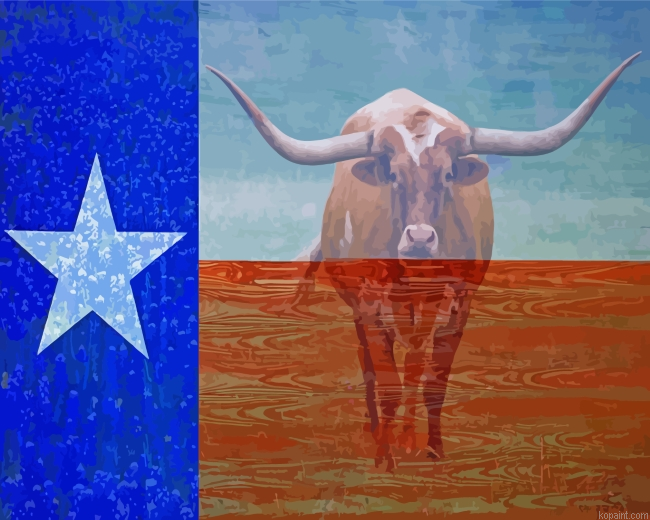 Texas Longhorn Flag Painting By Numberss.png