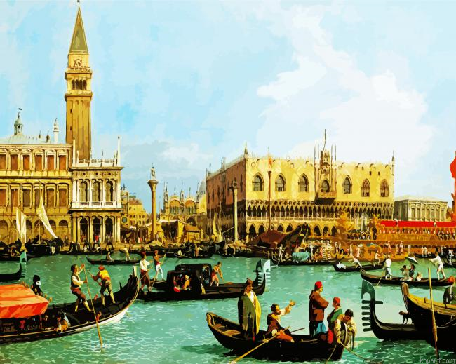 The Bacino Di San Marco On Ascension Day Canaletto Painting By Numberss.png