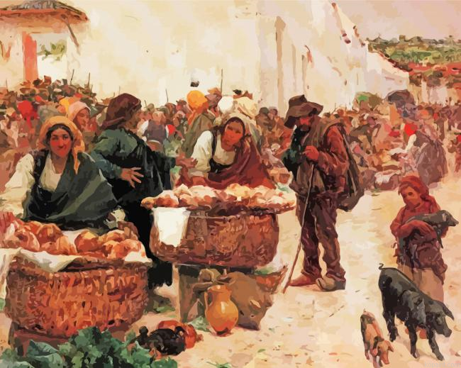 The Bakers A Market In Figueiro By Malhoa Painting By Numberss.png