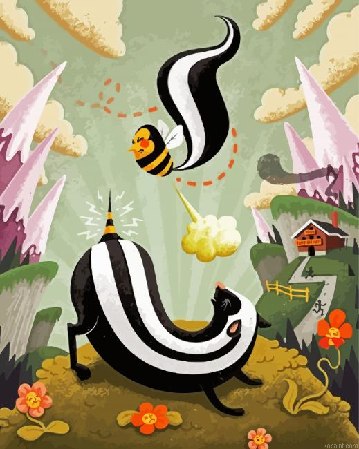 The Bee And The Skunk Painting By Numberss.png