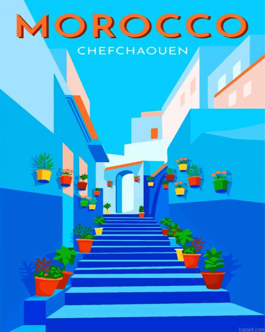 The Blue City Morocco Painting By Numberss.png