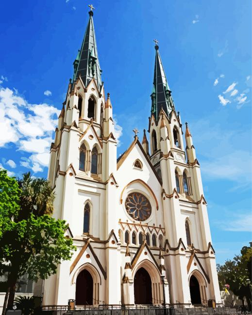 The Cathedral Basilica Of St John The Baptist Savannah Paint By Numbers