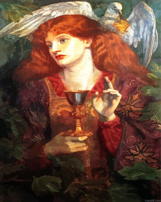 The Damsel Of The Sanct Grael Or Holy Grail By Rossetti Painting By Numberss.png