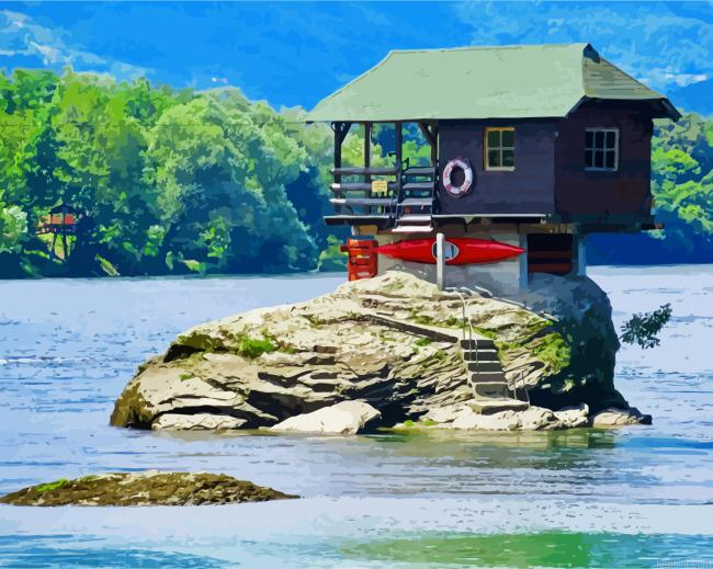 The Dina River House Serbia Painting By Numberss.png