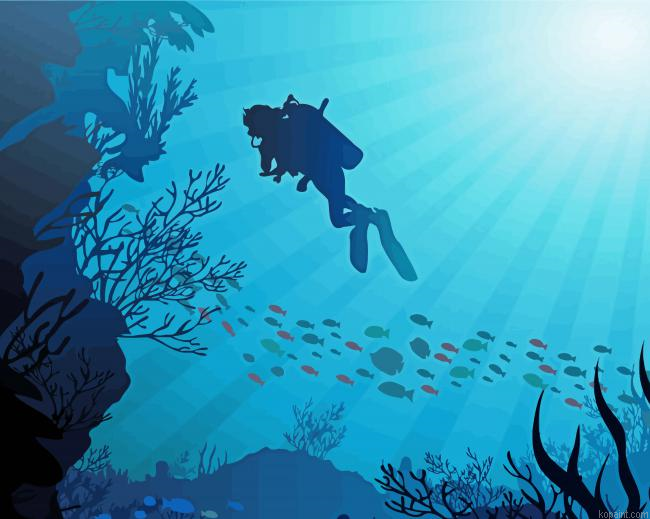 The Diver Sil‎houette Painting By Numberss.png