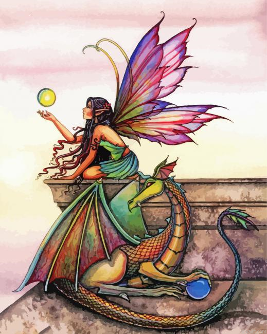 The Fairy And Dragon Paint By Numbers