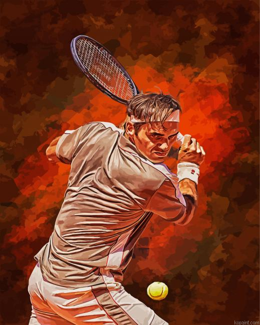 The Famous Tennis Player Roger Federer Painting By Numberss.png