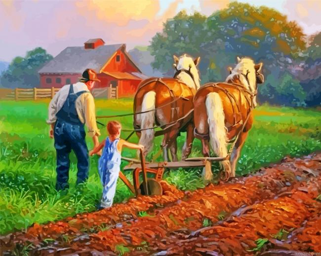 The Farm By Norman Rockwell Painting By Numberss.png
