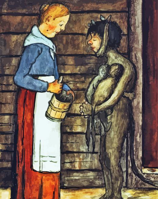 The Farmers Wife And The Poor Devil Hugo Simberg Painting By Numberss.png