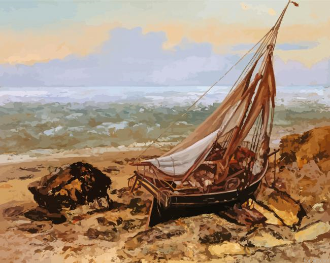 The Fishing Boat Gustave Courbet Painting By Numberss.png