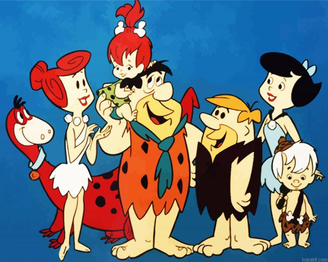 The Flintstones Cartoon Family Painting By Numberss.png