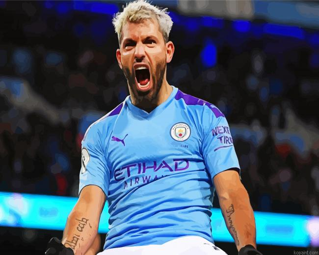 The Football Player Sergio Aguero Painting By Numberss.png
