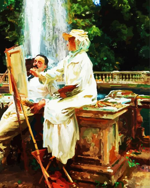 The Fountain Villa Torlonia Frascati Italy By Sargent Painting By Numberss.png