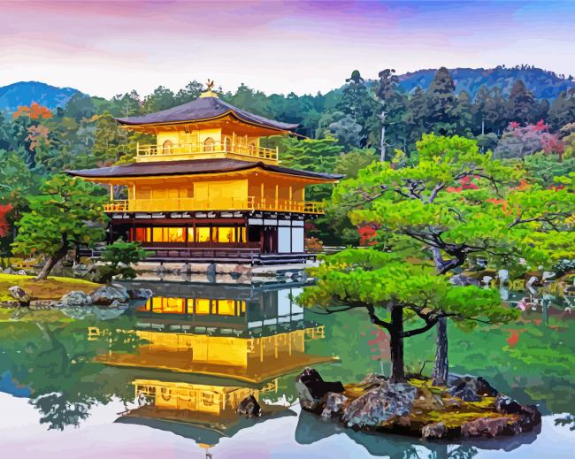 The Golden Pavilion Kinkakuji Temple In Kyoto Japan Paint By Numbers