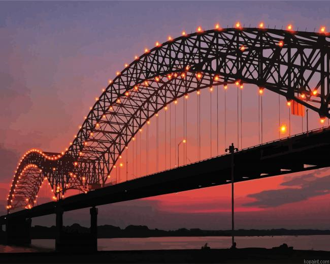 The Hernando De Soto Bridge At Sunset Painting By Numberss.png