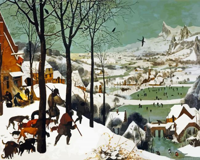 The Hunters In The Snow By Bruegel Painting By Numberss.png