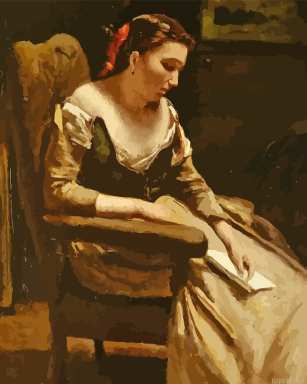 The Letter By Camille Corot Painting By Numberss.png