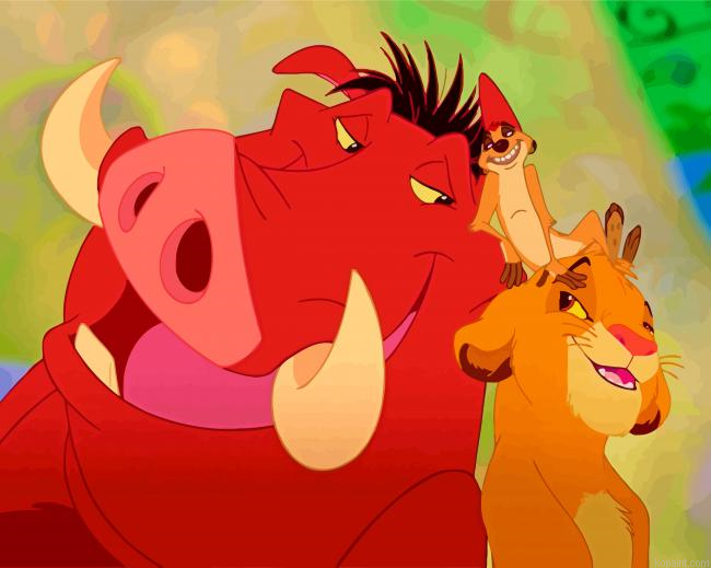 The Lion King Timon And Pumbaa Painting By Numberss.png
